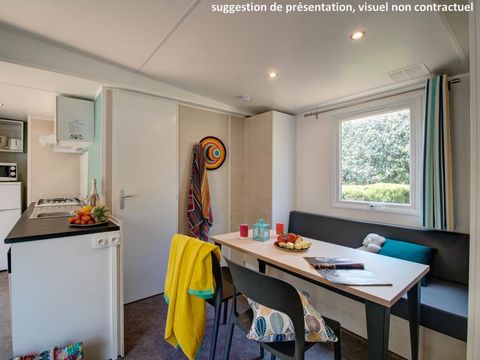 MOBILHOME 4 personnes - Homeflower PREMIUM 29m² (2 chambres) + CLIM + terrasse semi-couverte + TV + draps + serviettes | 4 personnes