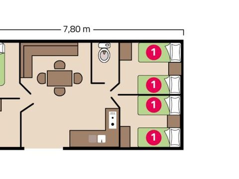 MOBILHOME 6 personnes - Mobil-home Famille Éco 6 personnes