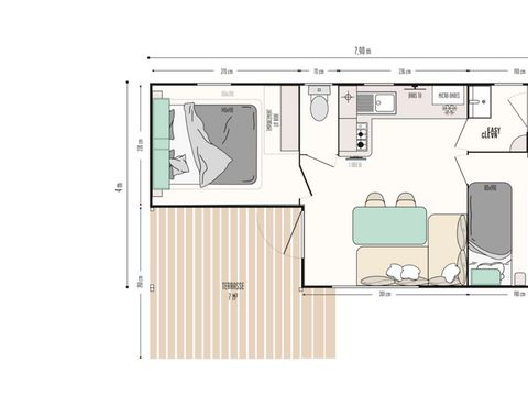 MOBILHOME 4 personnes - Standard 22m²- 2 chambres - Petite terrasse - TV