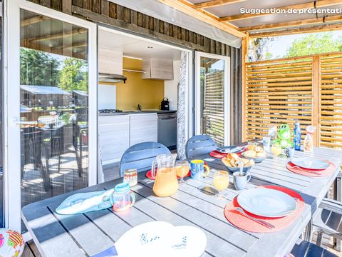 MOBILHOME 4 personnes - NEW // Homeflower Premium CLIM 29m² (2 chambres) + terrasse semi-couverte + TV + draps + serviettes 4 pers.