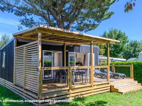 MOBILHOME 6 personnes - NEW // Homeflower Premium CLIM 35m² (3 chambres) + terrasse semi-couverte + TV + draps + serviettes 6 pers.