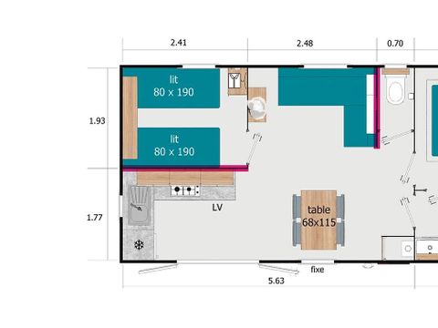 Mobilhome 4 personnes - Saint Cirq Lapopie - 2 chambres