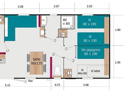 Mobilhome 6 personnes - Saint Cirq Lapopie - 3 chambres - Terrasse semi-couverte