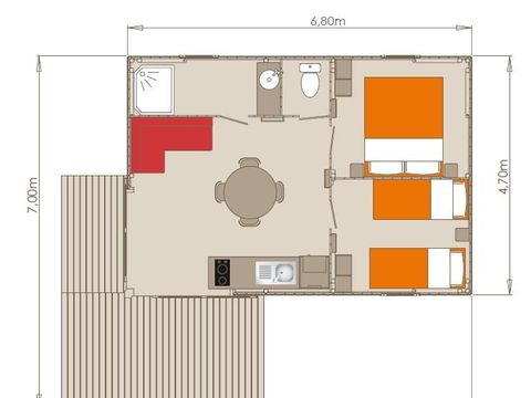 CHALET 5 personnes - Confort Sarlat - 2 chambres - terrasse non couverte