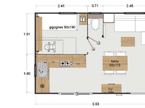 Mobilhome 6 personnes - Privilège Loupiac - 2 chambres - TV