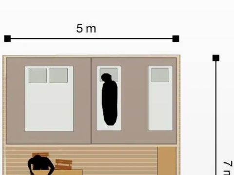 Tente en toile et en bois 4 personnes - Tente Lodge - Sans sanitaires - 2 chambres