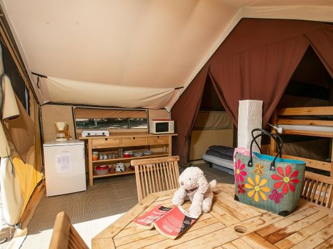 Tente en toile et en bois 4 personnes - Tente Lodge - Sans sanitaires - 2 chambres