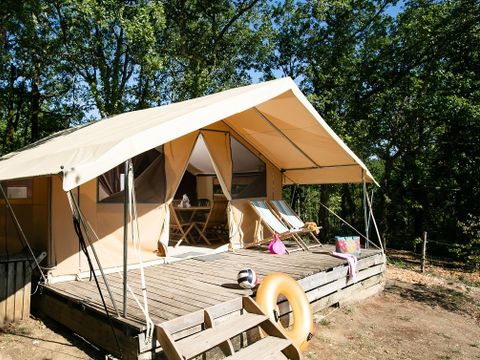 Tente en toile et en bois 4 personnes - Tente Lodge - Sans sanitaires - 2 chambres