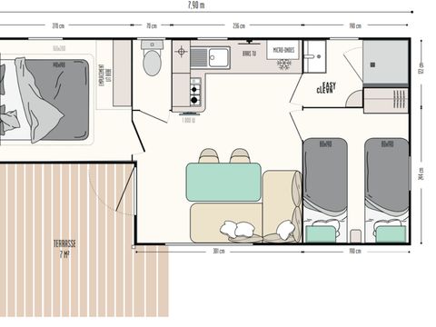 Mobilhome 4 personnes - Théoule 2 chambres avec climatisation