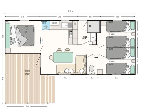 Mobilhome 6 personnes - Estérel 3 chambres avec climatisation