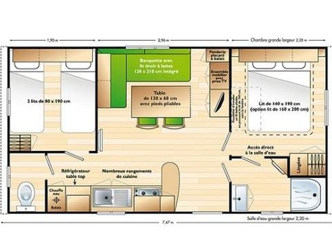 Mobilhome 4 personnes - Olivier 2 chambres avec climatisation