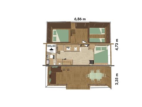 Tente en toile et en bois 6 personnes - Chalet Toilé Prémium