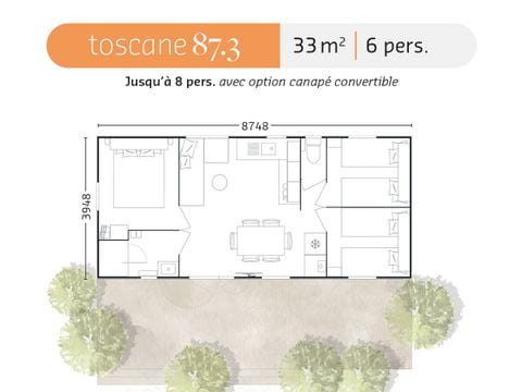 MOBILHOME 6 personnes - 3 chambres Rideau 33m²