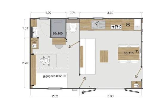 MOBILHOME 4 personnes -  MH2 VIP BREZE,4 pers (2CH,2 SDB)