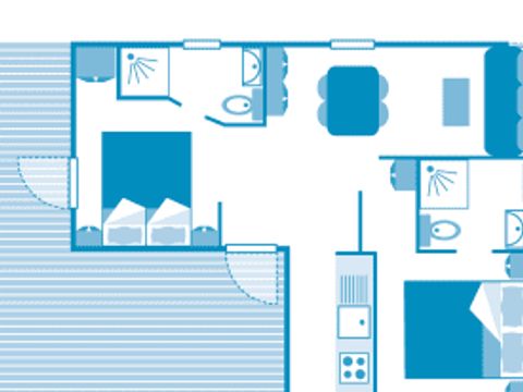 MOBILHOME 4 personnes - Chalet Newton 4p 2ch 2SdB Clim Premium