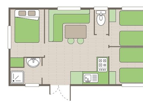 MOBILHOME 6 personnes - Comfort | 3 Ch. | 6 Pers. | Terrasse surélevée