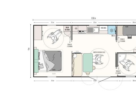 MOBILHOME 4 personnes - Confort 27m² PMR 2 chambres dont terrasse + TV