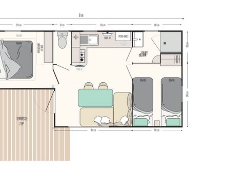 MOBILHOME 4 personnes - 25m² Premium  (2ch-4pers) dont Terrasse semi-couverte + TV + LV + BBQ