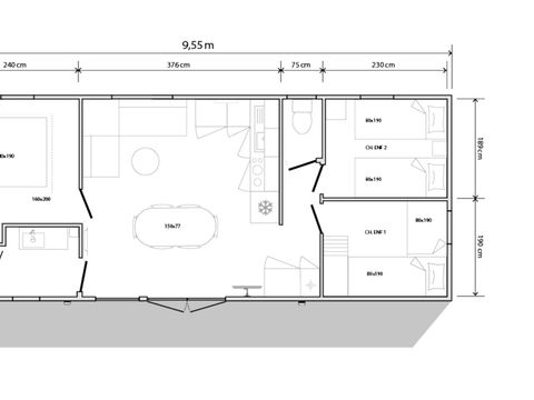 MOBILHOME 6 personnes - 35m² Premium (3ch-6pers) + Terrasse + TV + LV