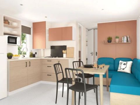 MOBILHOME 6 personnes - Mobil Home Aqua 3ch 6pers Terrasse Semi-Couverte TV