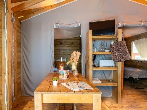 TENTE TOILE ET BOIS 5 personnes - CABANE sur pilotis