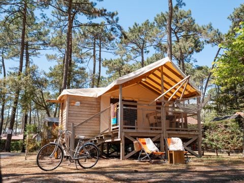 TENTE TOILE ET BOIS 5 personnes - CABANE sur pilotis