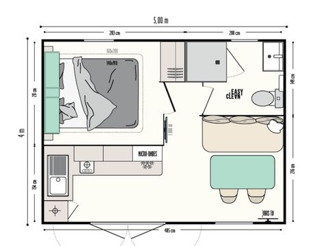 Mobilhome 2 personnes - Cottage Berlingot 1 chambre 22 m²