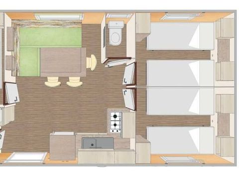 BUNGALOW 6 personnes - Mobil-home | Classic | 3 Ch. | 6 Pers. | Terrasse surélevée non couverte