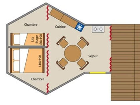 Unique 4 personnes - Tipi meublé 2 chambres - sans sanitaires