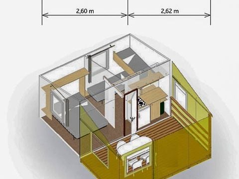 BUNGALOW TOILÉ 5 personnes - TITHOME 2 Chambres