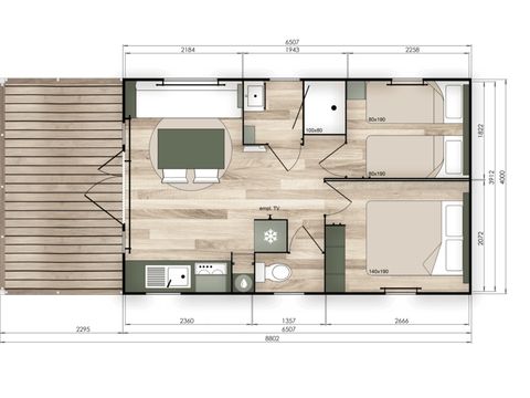 MOBILHOME 4 personnes - Premium Bord de Seine - 194 - 2 chambres