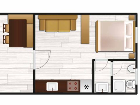 STUDIO 3 personnes - GREEN HOME Studio (séjour avec kitchenette, lit double et lit d'enfant)