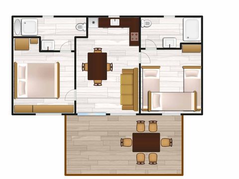 MOBILHOME 5 personnes - ELEGANT avec deux chambres