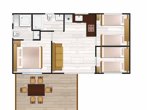 MOBILHOME 6 personnes - COLORFUL avec trois chambres