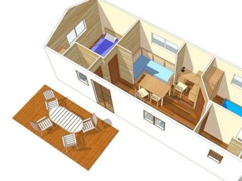 MOBILHOME 4 personnes -  Comfort XL | 2 Ch. | 4 Pers. | Terrasse surélevée | Clim. | TV