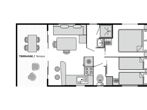 MOBILHOME 4 personnes - Panorama CONFORT Climatisé - Vue Lagune