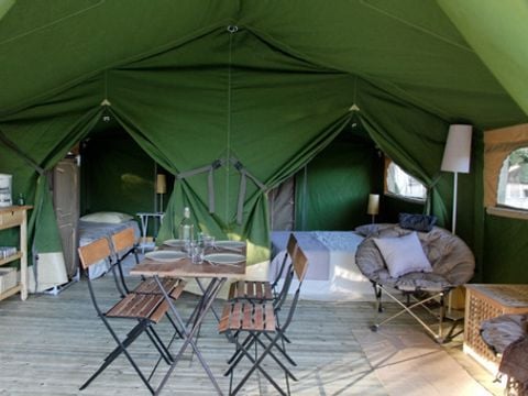 TENTE TOILE ET BOIS 4 personnes - Freeflower CONFORT 37m² (2 chambres) dont terrasse couverte 13m²