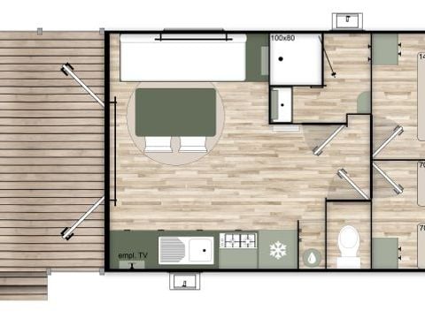 Mobilhome 4 personnes - Premium - 35 m² (2 chambres) + Terrasse couverte