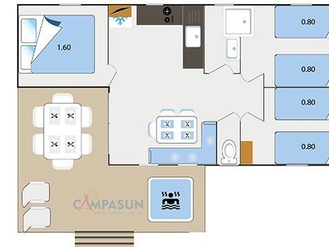 MOBILHOME 6 personnes - Vaucluse - 28m² - 3 chambres + Jacuzzi