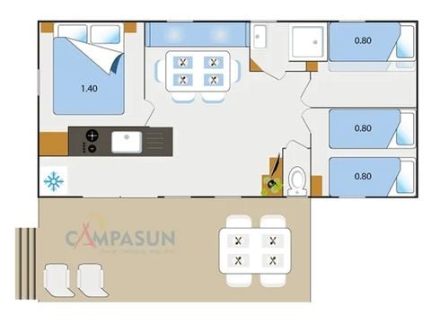 MOBILHOME 6 personnes - Provence - 32m² - 3 chambres