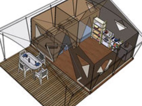 Tente en toile et en bois 4 personnes - Canada 2 chambres 4 personnes