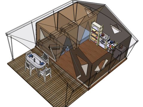 TENTE TOILE ET BOIS 4 personnes - Canada 2 chambres 4 personnes  