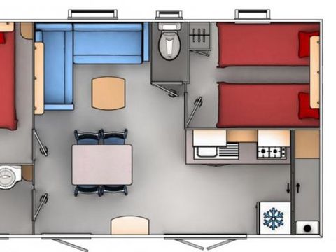 Mobilhome 5 personnes - Mobil Home 2 ch 4/5 pers Terrasse semi-couverte TV sans Clim