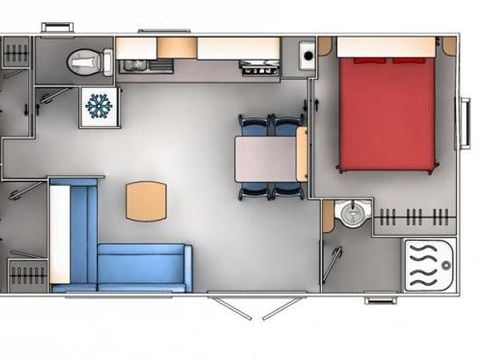 MOBILHOME 7 personnes - Mobil Home 3 ch 6/7 pers Terrasse semi-couverte TV sans Clim