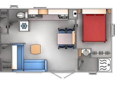 Mobilhome 7 personnes - Mobil Home 3 ch 6/7 pers Terrasse semi-couverte TV sans Clim