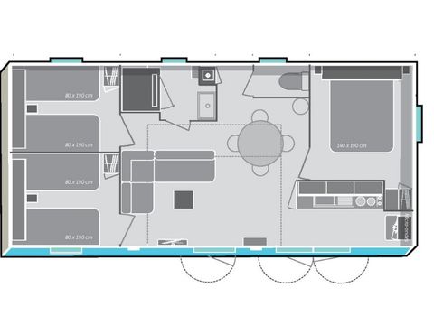 MOBILHOME 6 personnes - Premium 6 personnes 3 chambres 34m²