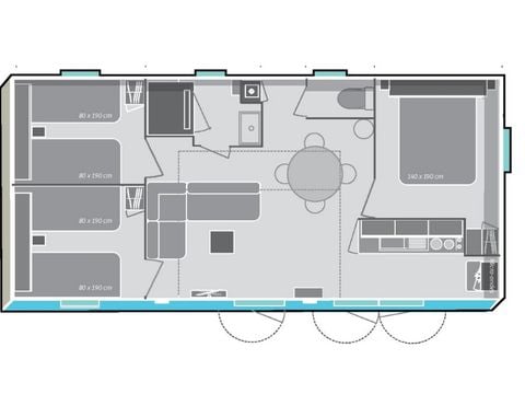 Mobilhome 6 personnes - Premium - 3 chambres - 34m²