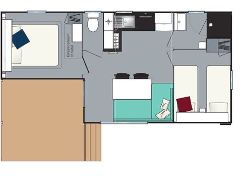 MOBILHOME 7 personnes -  Evasion 2 chambres 28m²