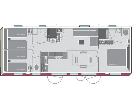 MOBILHOME 8 personnes - Premium 3 chambres 2 sdb 38m²
