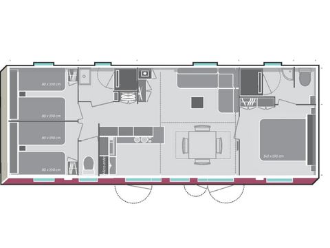 MOBILHOME 8 personnes - Premium 3 chambres 2 sdb 38m²